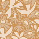 Pattern of beige flowers and leaves on a brown background