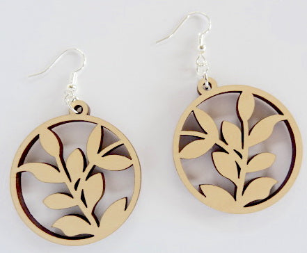 Upcycled Earrings - Circle Leaves 1