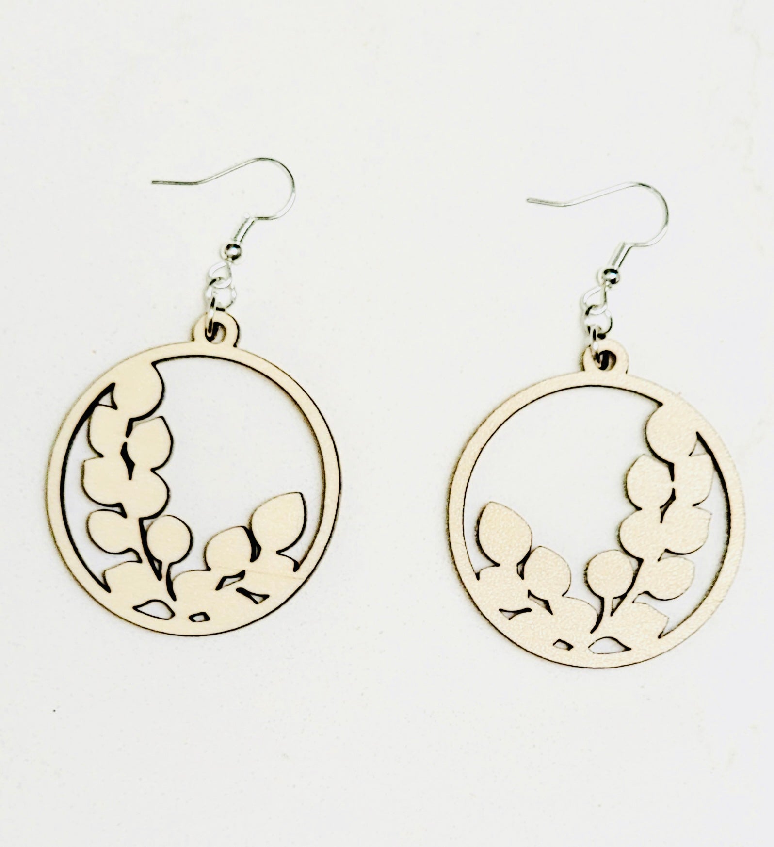 Upcycled Earrings - Circle Leaves 3