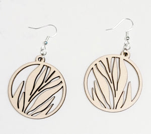 Upcycled Earrings - Circle Leaves 2