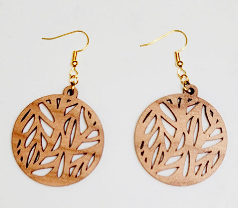 Upcycled Earrings - Circle Leaves 5