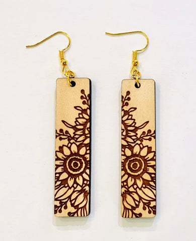 Earrings Flower Rectangle
